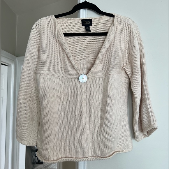 Pure Handknit 100% cotton, cream sweater - Picture 1 of 6